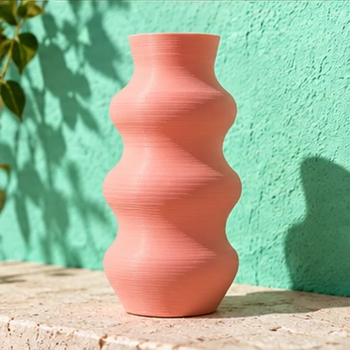Vase rose ondulé imprimé en 3D